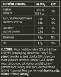 Hotové jedlo - BEEF STROGANOFF – stroganov s pohankovou kašou - 400 gr
