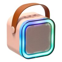 Karaoke sada Bluetooth reproduktor mikrofón USB LED ružový